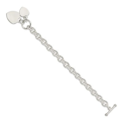 Sterling Silver Heart Disc Toggle Bracelet – view 3