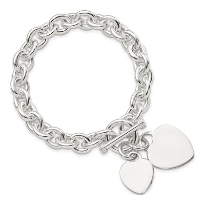Sterling Silver Heart Disc Toggle Bracelet – view 4