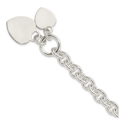 Sterling Silver Heart Disc Toggle Bracelet