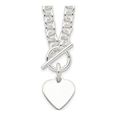Sterling Silver Heart Toggle Pendant Necklace