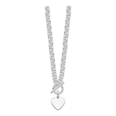 Sterling Silver Heart Disc Toggle Necklace – view 3