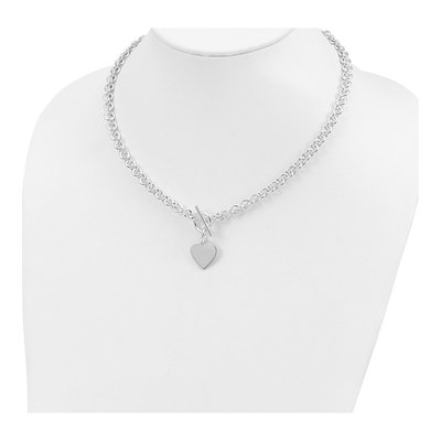 Sterling Silver Heart Disc Toggle Necklace – view 4