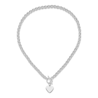 Sterling Silver Heart Disc Toggle Necklace – view 5