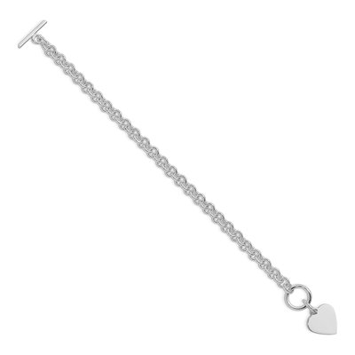 Sterling Silver Heart Disc Toggle Bracelet – view 3