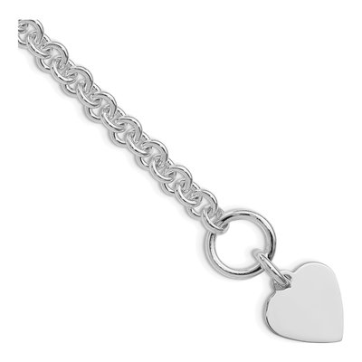 Sterling Silver Heart Disc Toggle Bracelet