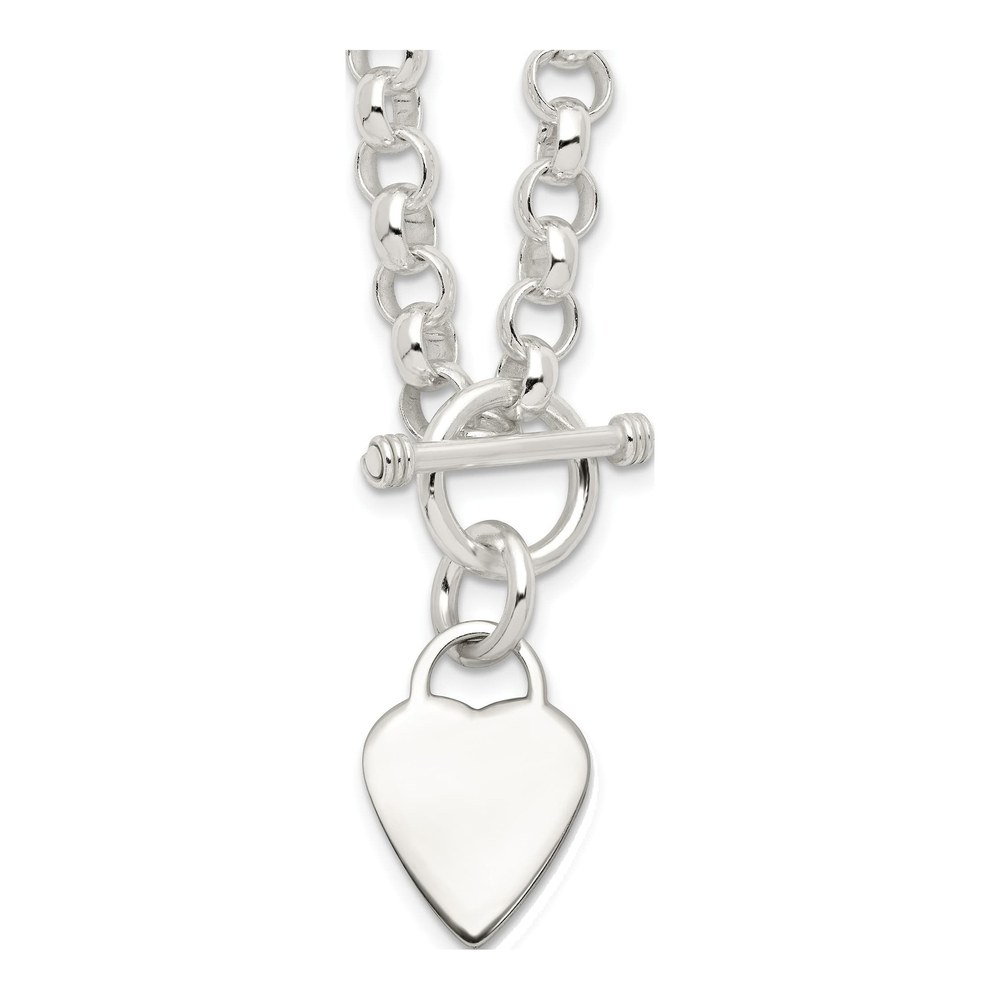 Sterling Silver Engravable Heart Toggle Necklace