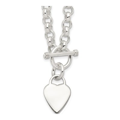 Sterling Silver Heart Toggle Pendant Necklace