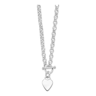 Sterling Silver Heart Disc Toggle Pendant Necklace – view 3