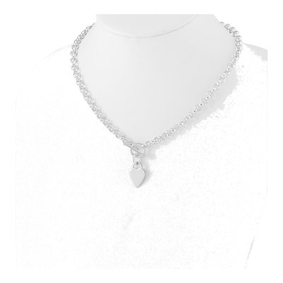 Sterling Silver Heart Disc Toggle Pendant Necklace – view 4