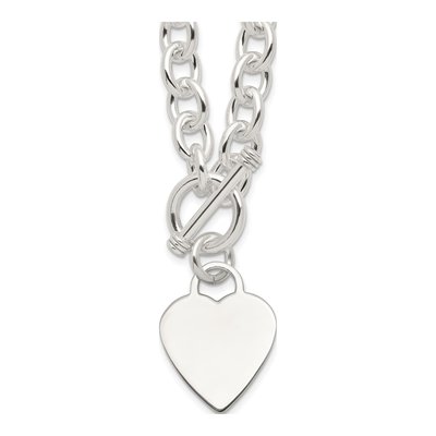 Sterling Silver Heart Toggle Pendant Necklace