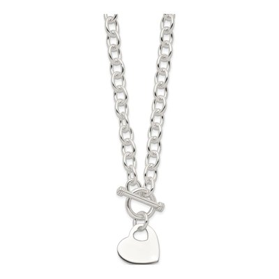 Sterling Silver Heart Disc Toggle Pendant Necklace – view 3