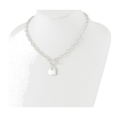 Sterling Silver Heart Disc Toggle Pendant Necklace – view 4