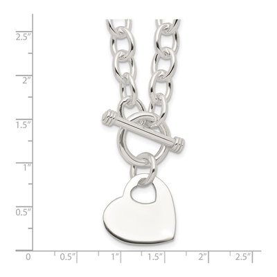 Sterling Silver Heart Disc Toggle Pendant Necklace – view 5