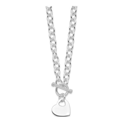 Sterling Silver Heart Disc Toggle Pendant Necklace – view 3