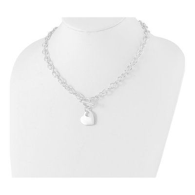 Sterling Silver Heart Disc Toggle Pendant Necklace – view 4