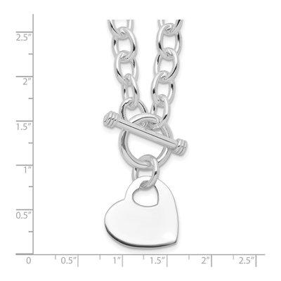 Sterling Silver Heart Disc Toggle Pendant Necklace – view 5