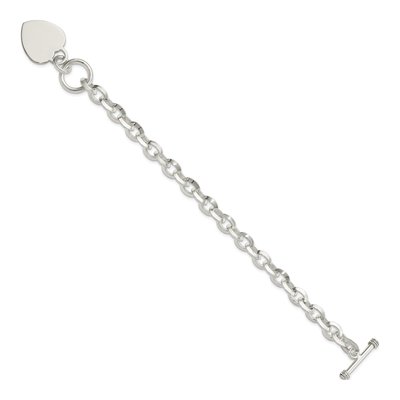 Sterling Silver Heart Disc Toggle Bracelet – view 3