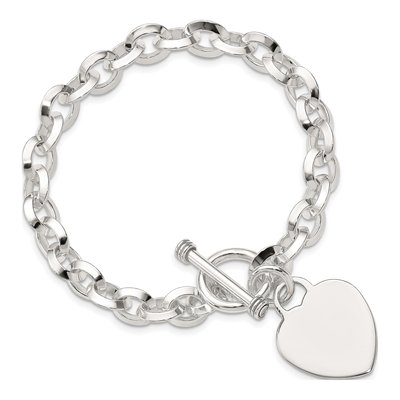 Sterling Silver Heart Disc Toggle Bracelet – view 4