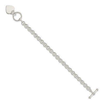 Sterling Silver Heart Disc Toggle Bracelet – view 4