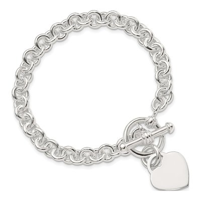 Sterling Silver Heart Disc Toggle Bracelet – view 5