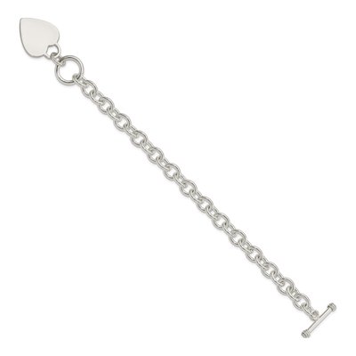 Sterling Silver Heart Disc Toggle Bracelet – view 3