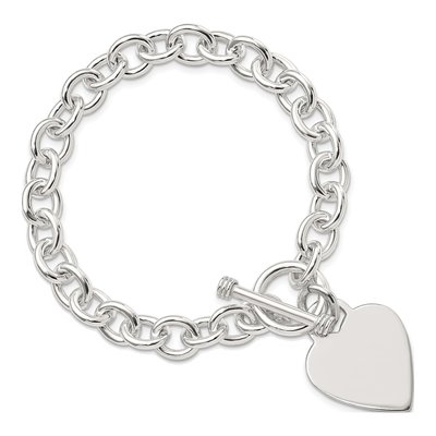 Sterling Silver Heart Disc Toggle Bracelet – view 4