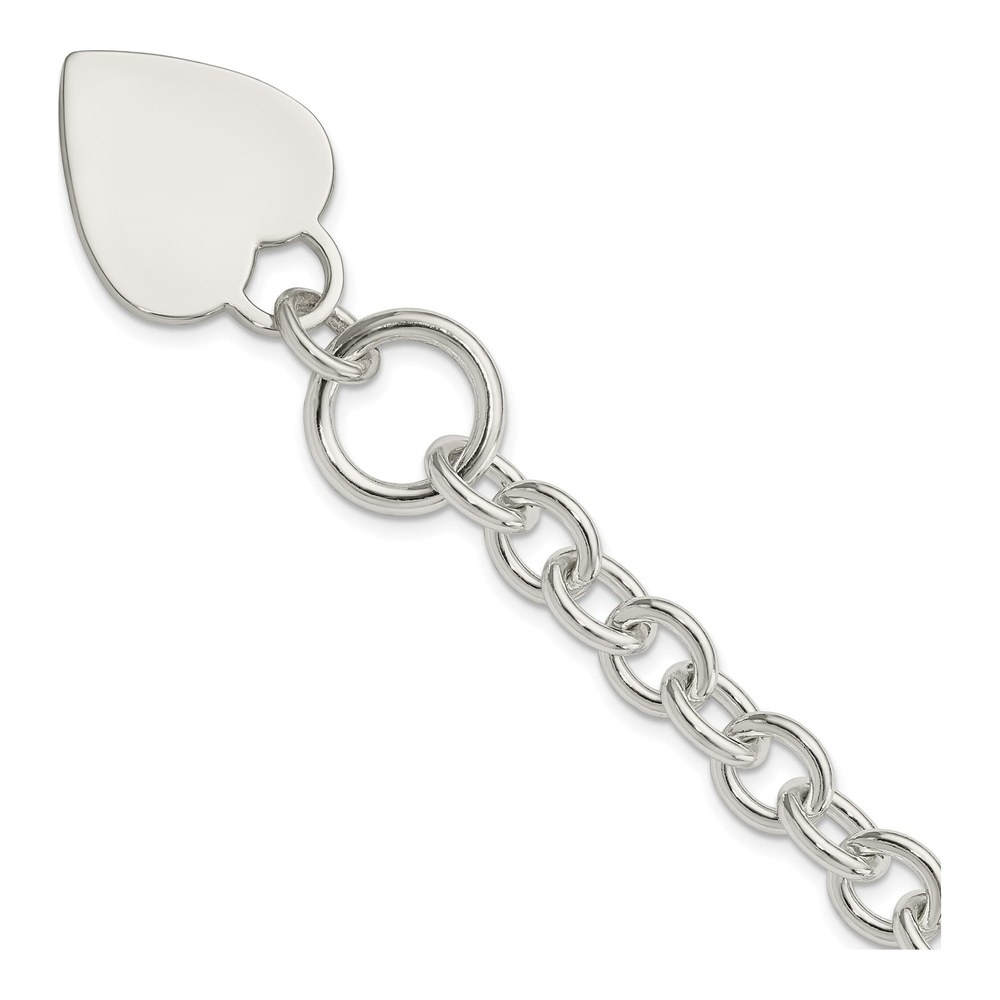Sterling Silver Heart Disc Toggle Bracelet