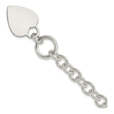 Sterling Silver Heart Disc Toggle Bracelet