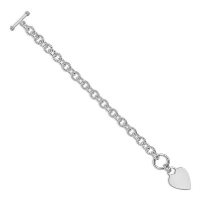 Sterling Silver Heart Disc Toggle Bracelet – view 3
