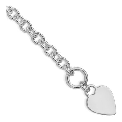 Sterling Silver Heart Disc Toggle Bracelet