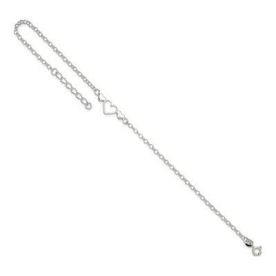 Sterling Silver Three Hearts Anklet – view 8