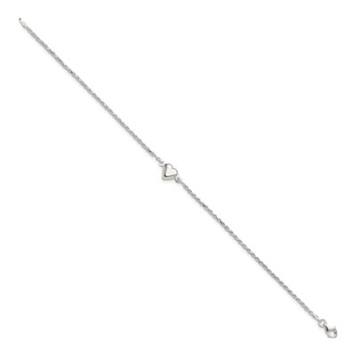 Sterling Silver Puffed Heart Anklet – view 3