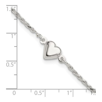 Sterling Silver Puffed Heart Anklet – view 5