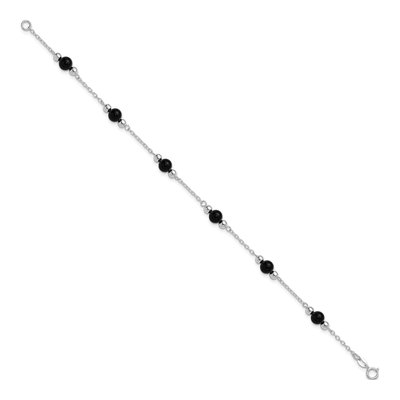 Sterling Silver Onyx Anklet – view 3