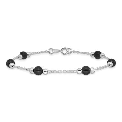 Sterling Silver Onyx Anklet – view 4