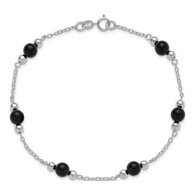 Sterling Silver Onyx Anklet – view 5