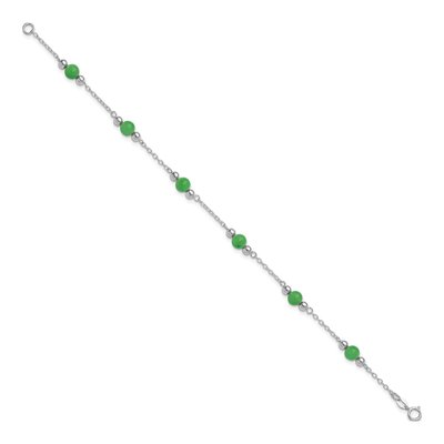 Sterling Silver Green Jade Anklet – view 3