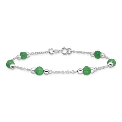 Sterling Silver Green Jade Anklet – view 4