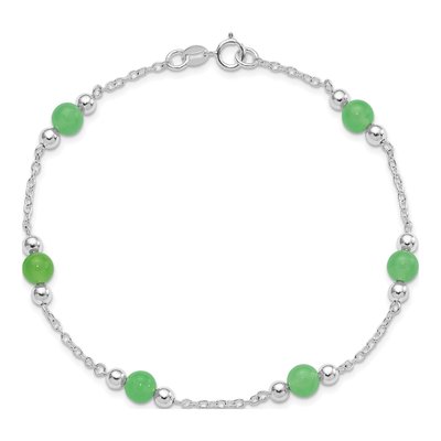Sterling Silver Green Jade Anklet – view 6