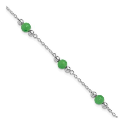 Sterling Silver Green Jade Anklet