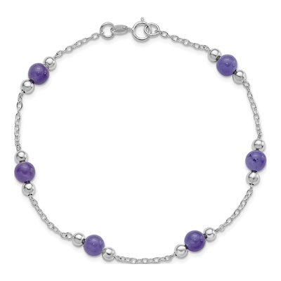 Sterling Silver Lavender Jade Anklet – view 5