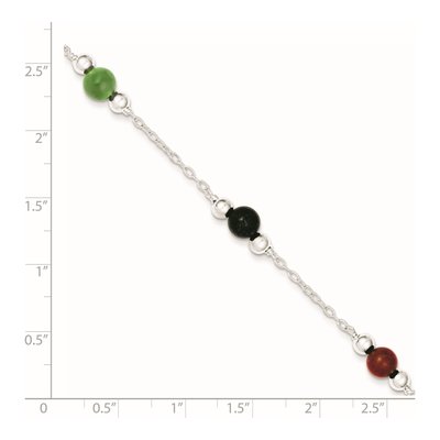 Sterling Silver Multi-Color Jade Anklet – view 3