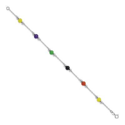 Sterling Silver Multi-Color Jade Anklet – view 4