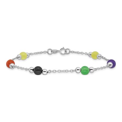 Sterling Silver Multi-Color Jade Anklet – view 5