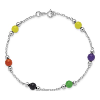 Sterling Silver Multi-Color Jade Anklet – view 7