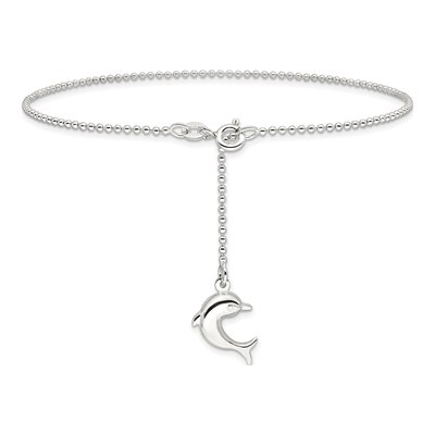 Sterling Silver Dolphin Anklet – view 4