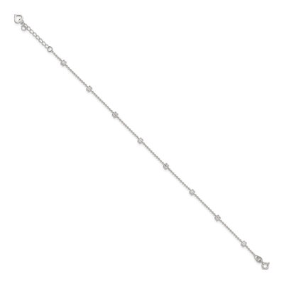Sterling Silver Flower Station Beaded Anklet – view 3