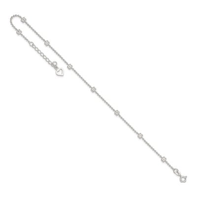 Sterling Silver Flower Station Beaded Anklet – view 5