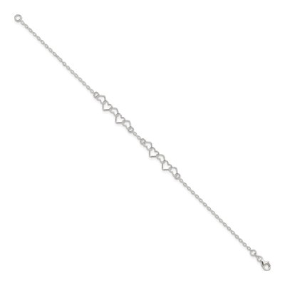 Sterling Silver Fancy Heart Link Anklet – view 3