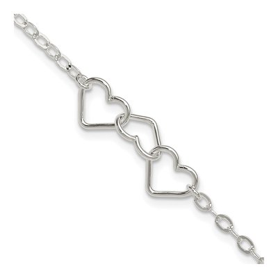 Sterling Silver Heart Link Anklet
